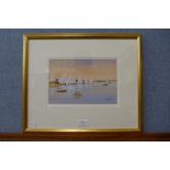 Ken Tidd, Summer Colours, Brancaster Staithe, watercolour, framed