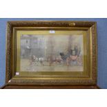 English School (19th Century) coaching scene, watercolour, unsigned, framed