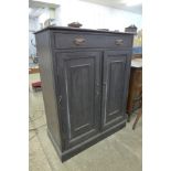 A Victorian oak and stained pine kitchen cupboard