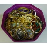 A tub of costume jewellery