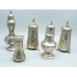 Five silver condiments, 174g