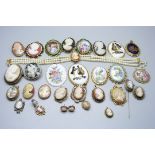 A collection of cameo brooches, etc.