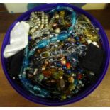 A tub of costume jewellery