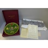 A Moorcroft for Liberty limited edition Silver Jubilee 1977 plate, 5 of 125, boxed with original