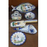 Six items of Quimper china