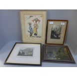 A framed signed photograph of Anthony Eden, dated 1955, a framed watercolour by RA Hayrapetian,
