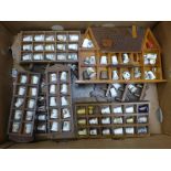 A box of china and metal thimbles and display racks **PLEASE NOTE THIS LOT IS NOT ELIGIBLE FOR