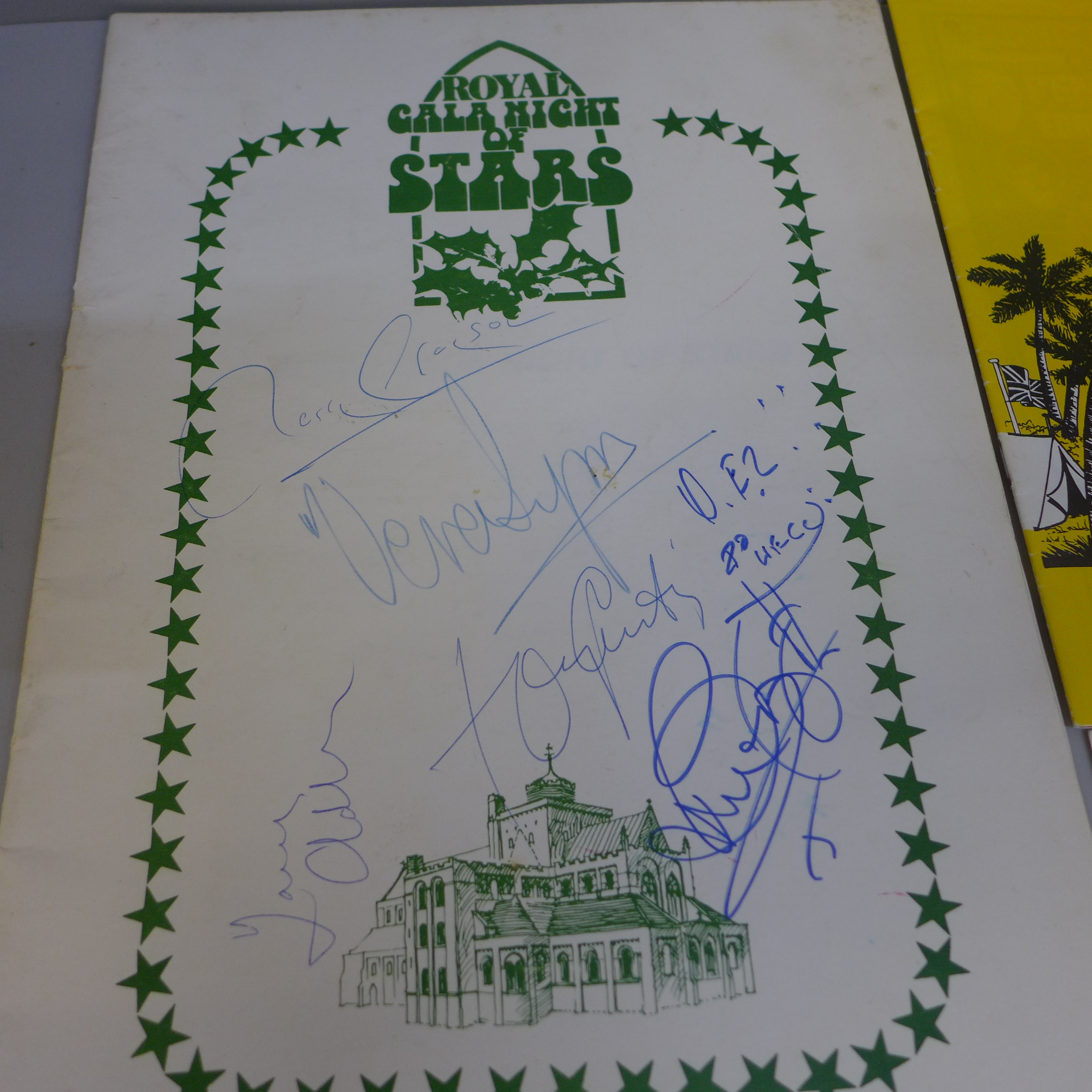 Signed/autographed programmes including Tony Curtis, Larry Adler, Carry Grayson, etc., and signed - Image 2 of 3