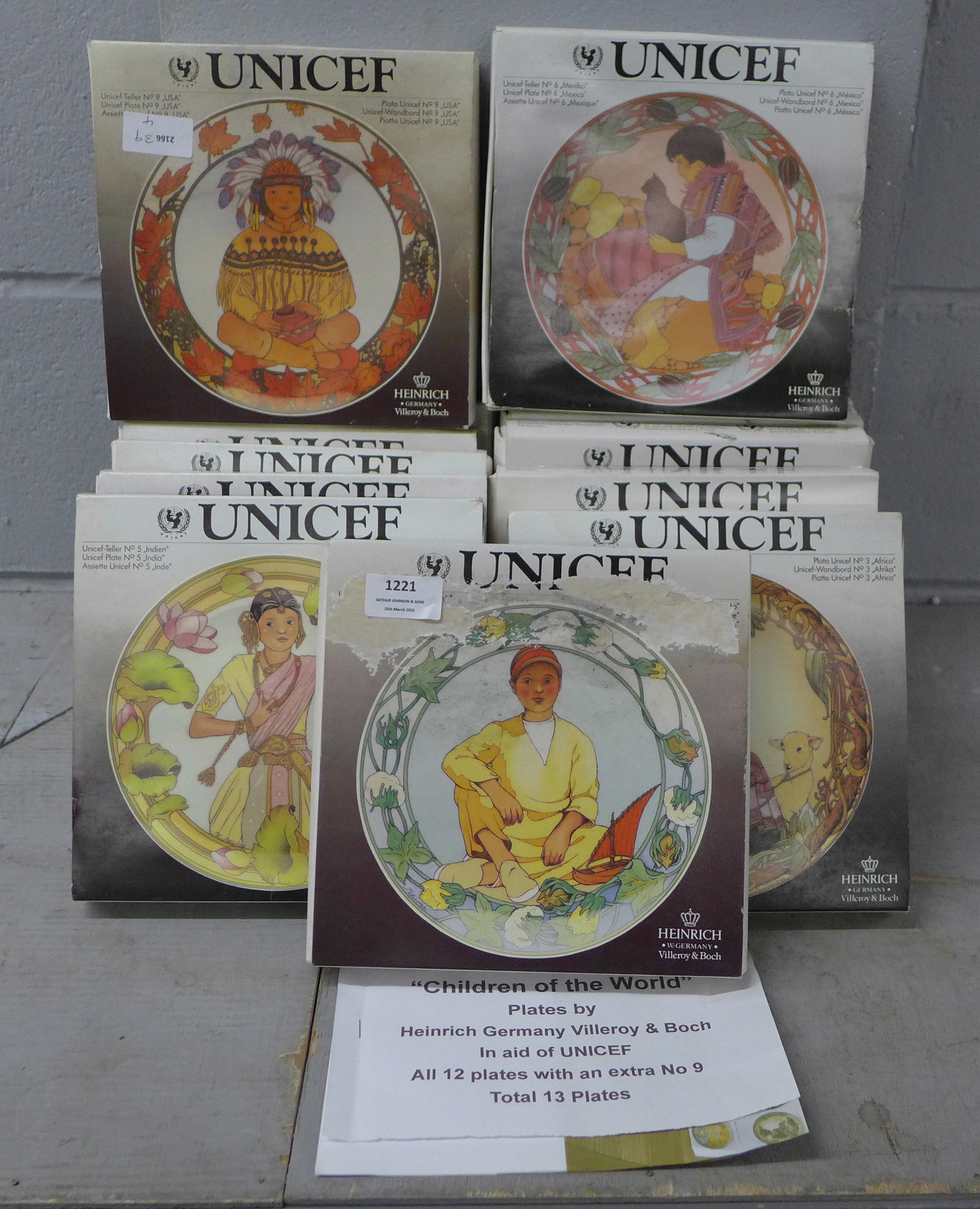 A collection of Children of The World plates, Heinrich Germany Villeroy & Boch for UNICEF, set of