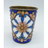 A Russian silver and enamel vodka cup, 40g