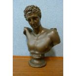 A 19th Century Herman Gladenbeck bronzed bust of Hermes