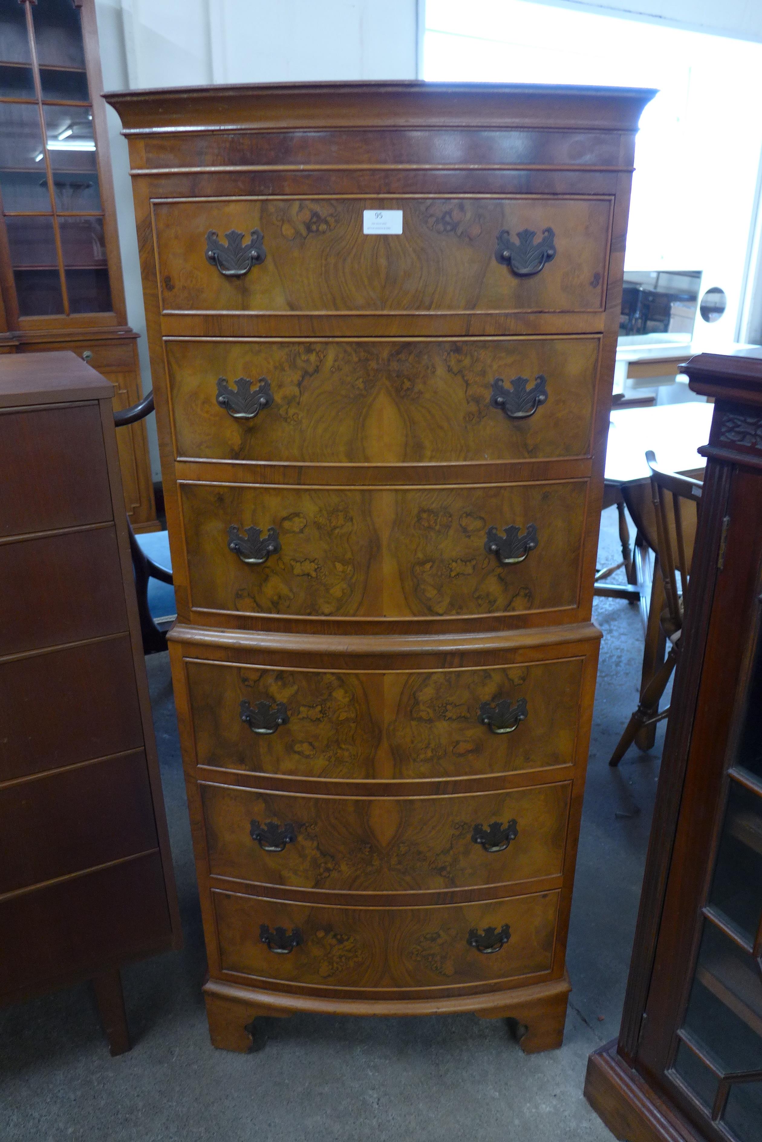 A George III style walnut bow front chest of drawes - Image 2 of 2