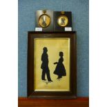 Three Victorian silhouettes, all framed