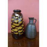 Two West German brown stoneware vases