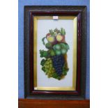 H.A. Simpkin (early 20th Century), still life of fruit, oil on opaque glass, framed