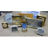 Assorted clocks, including a Smiths Sectric wall clock, etc.