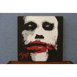 An abstract study of Joker, oil on canvas, unframed