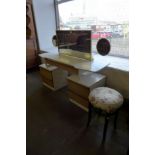 A teak and white laminate dressing table and stool