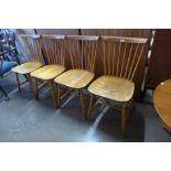 A set of four beech kitchen chairs