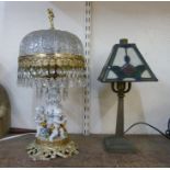 A Tiffany style table lamp and one other