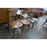 A set of four beech kitchen chairs