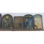 Four painted wooden pub signs