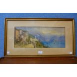 Italian School (19th Century), view of a lake, watercolour, unsigned, framed