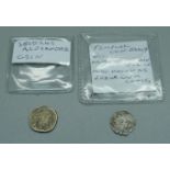 A Roman coin, Severus Alexander and a Templar coin, with Cross of Lorraine, France, also known as