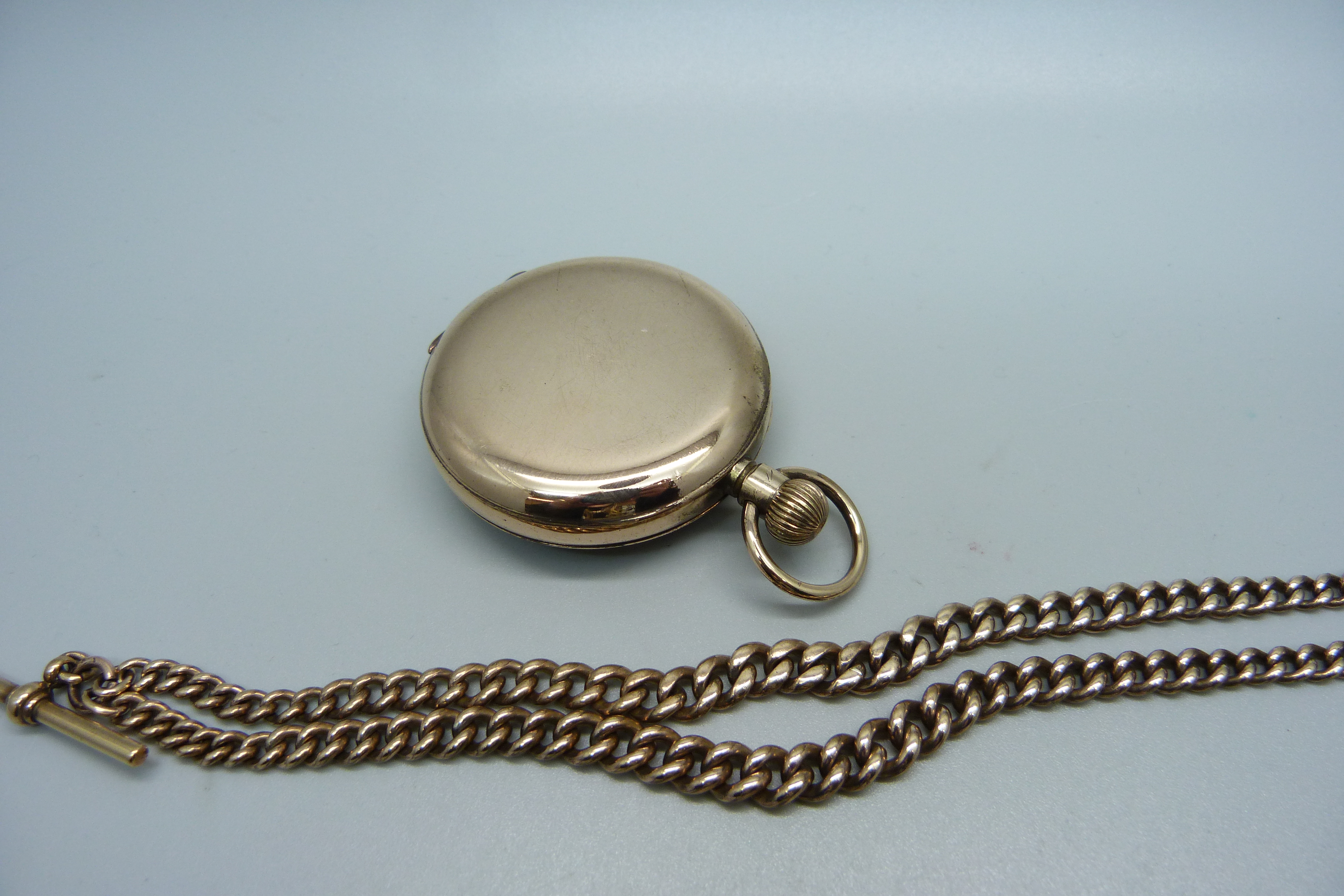 A plated double Albert watch chain and pocket watch - Image 3 of 4