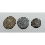 Three bronze Roman coins