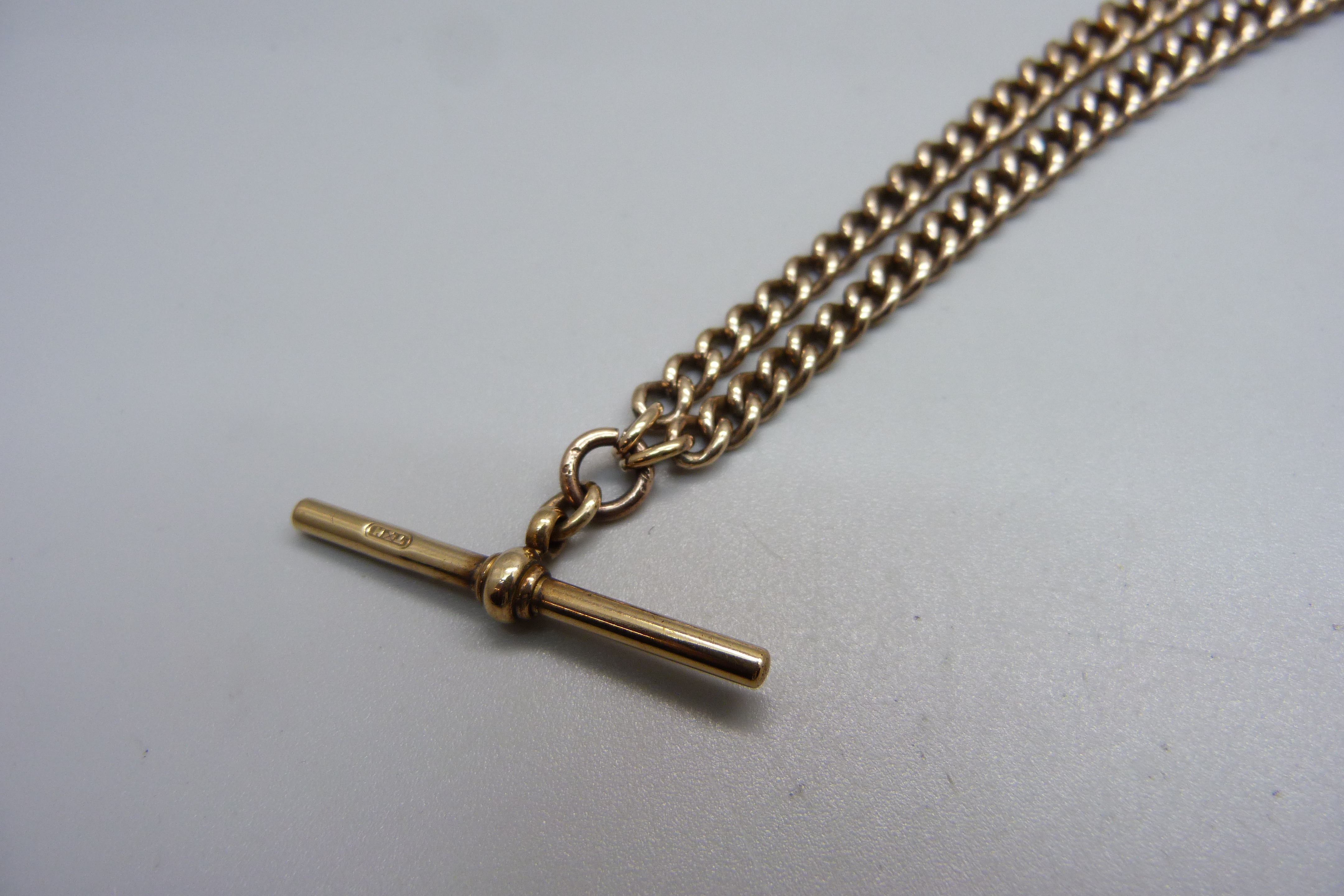 A plated double Albert watch chain and pocket watch - Image 4 of 4