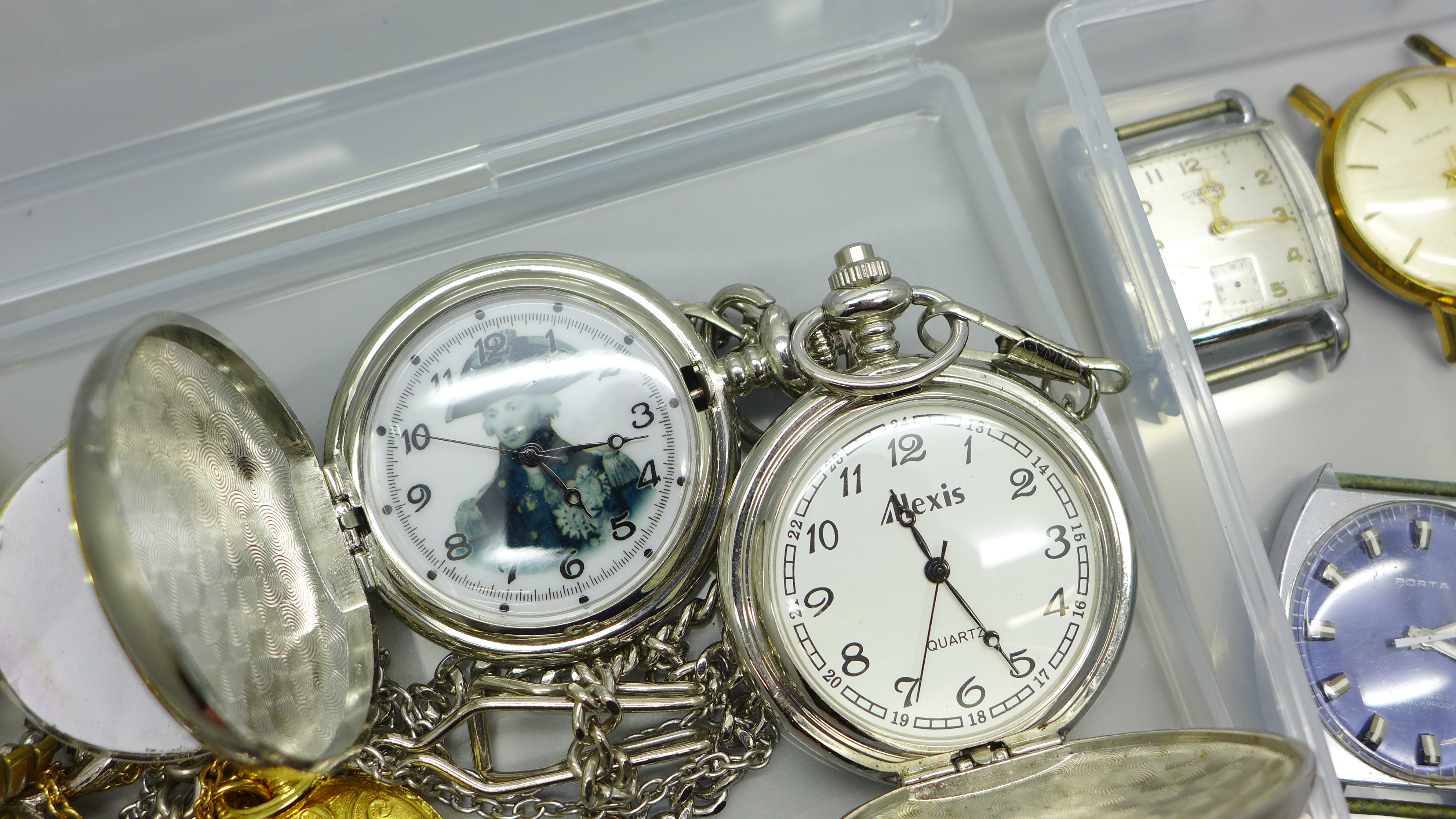 A collection of wristwatch heads including Sekonda and Hermes and pocket watches - Image 3 of 4