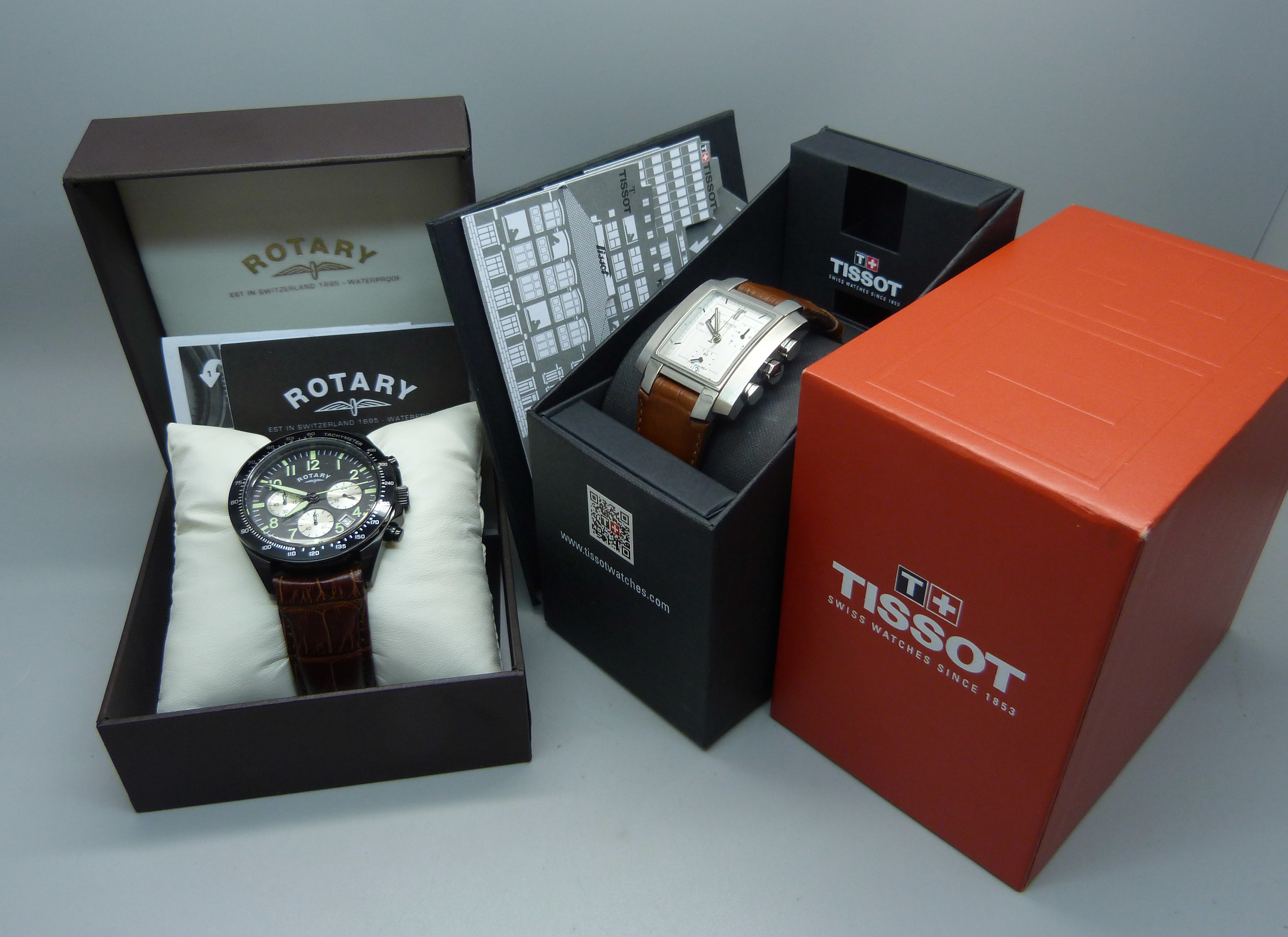 A gentleman's boxed Tissot wristwatch and a gentleman's boxed Rotary wristwatch