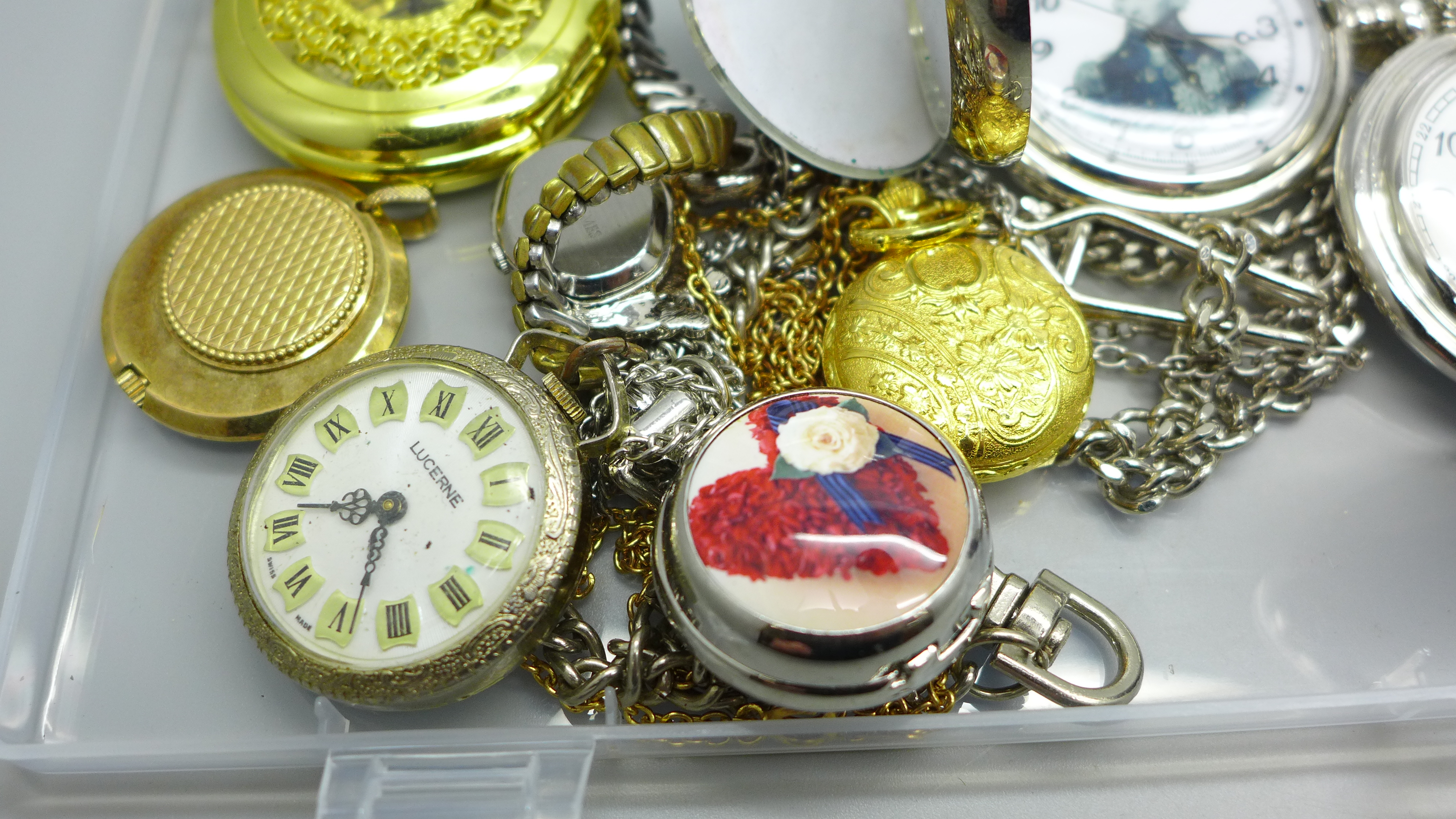 A collection of wristwatch heads including Sekonda and Hermes and pocket watches - Image 4 of 4