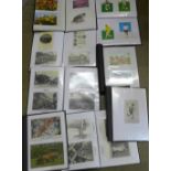 A collection of over 300 unused original postcards in twelve albums covering many themes,