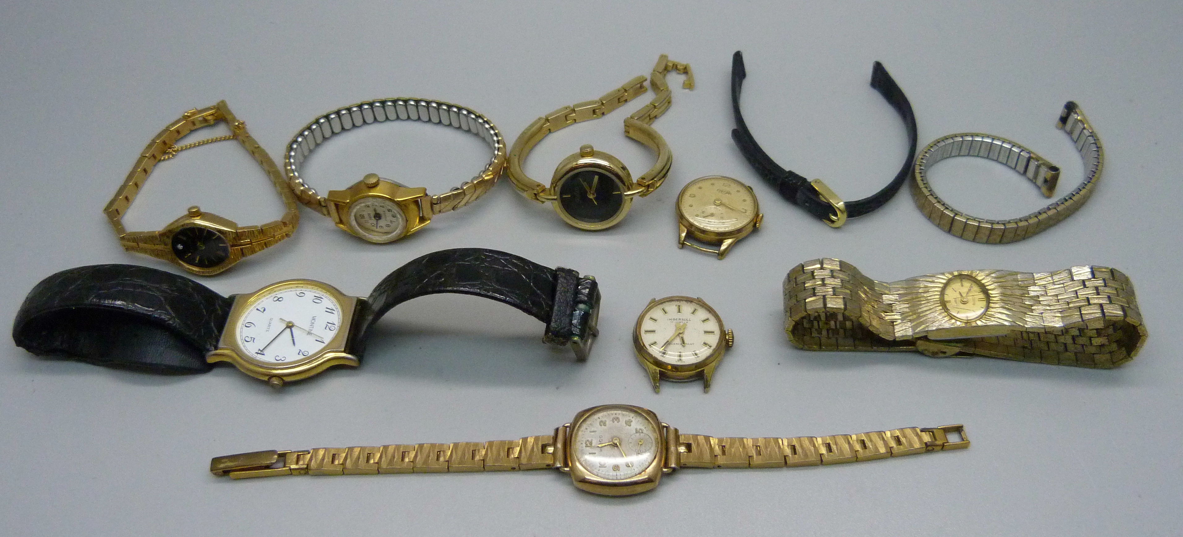 A 9ct gold cased wristwatch and a collection of other lady's wristwatches