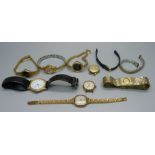 A 9ct gold cased wristwatch and a collection of other lady's wristwatches