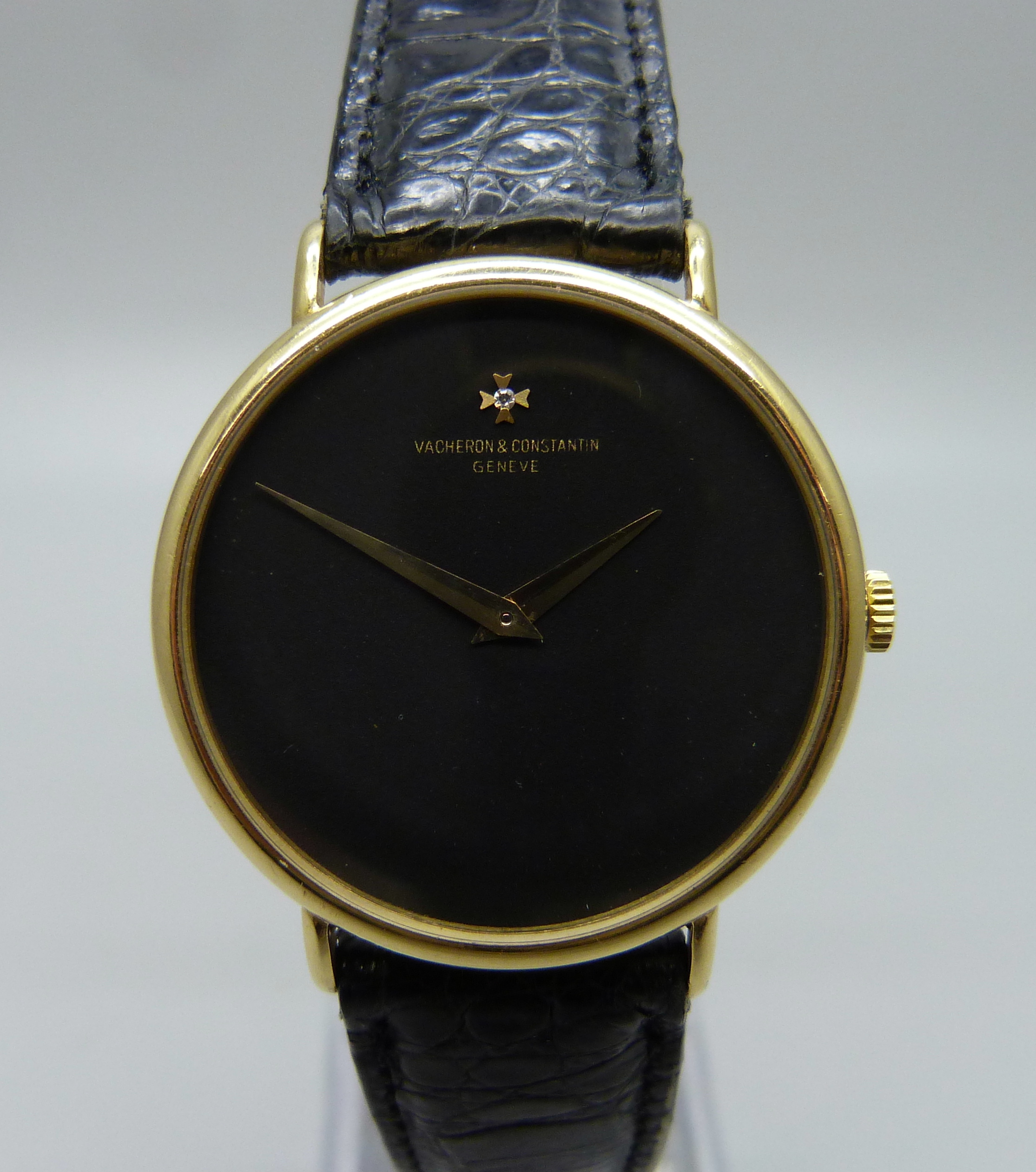 An 18ct gold Vacheron & Constantin Geneve dress wristwatch, the 33mm case marked 520950, on a - Image 4 of 7