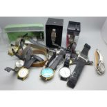 A collection of wristwatches including six Sekonda, Citron, Limit, etc.