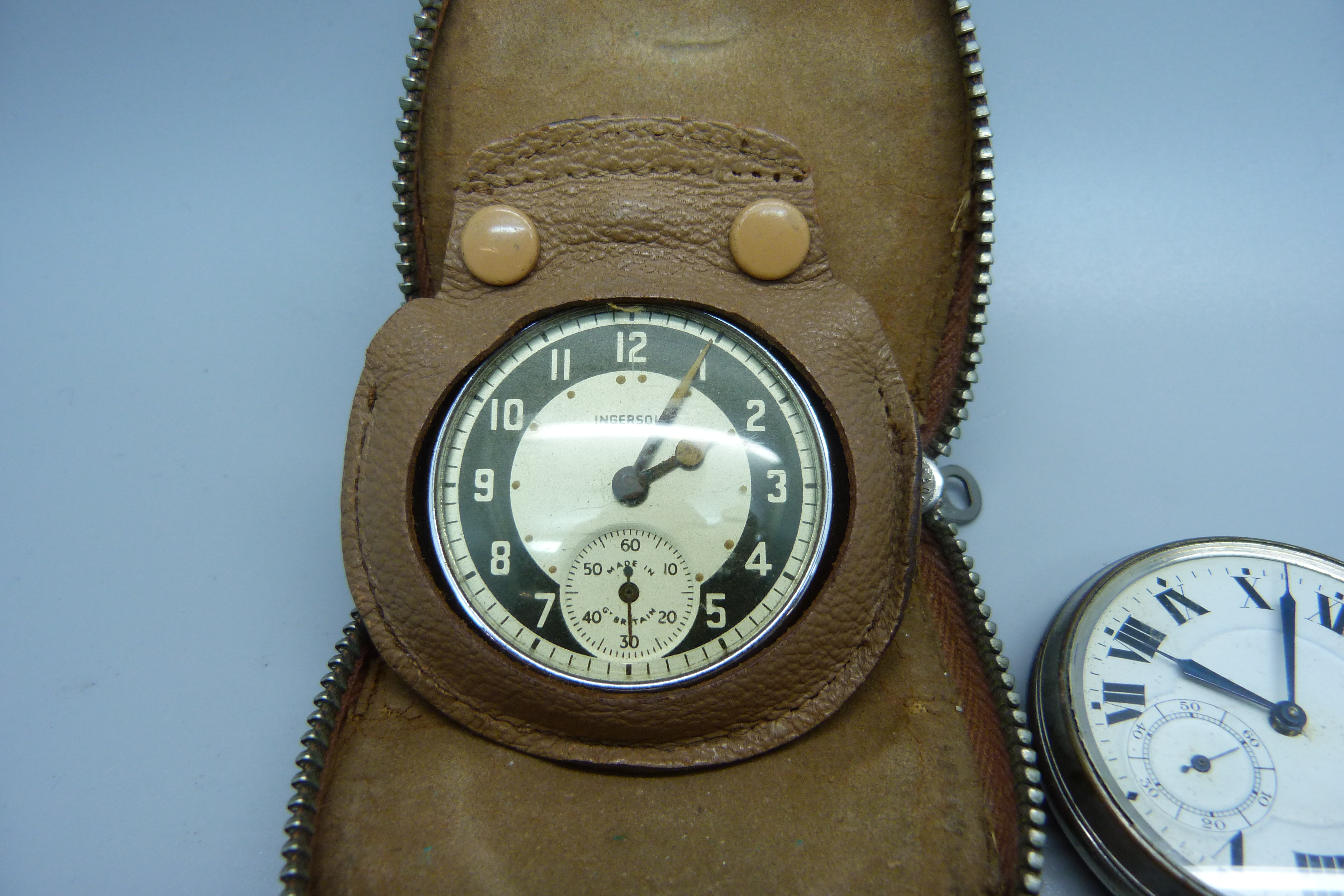 A silver fob watch, chain and two other pocket watches - Image 2 of 4