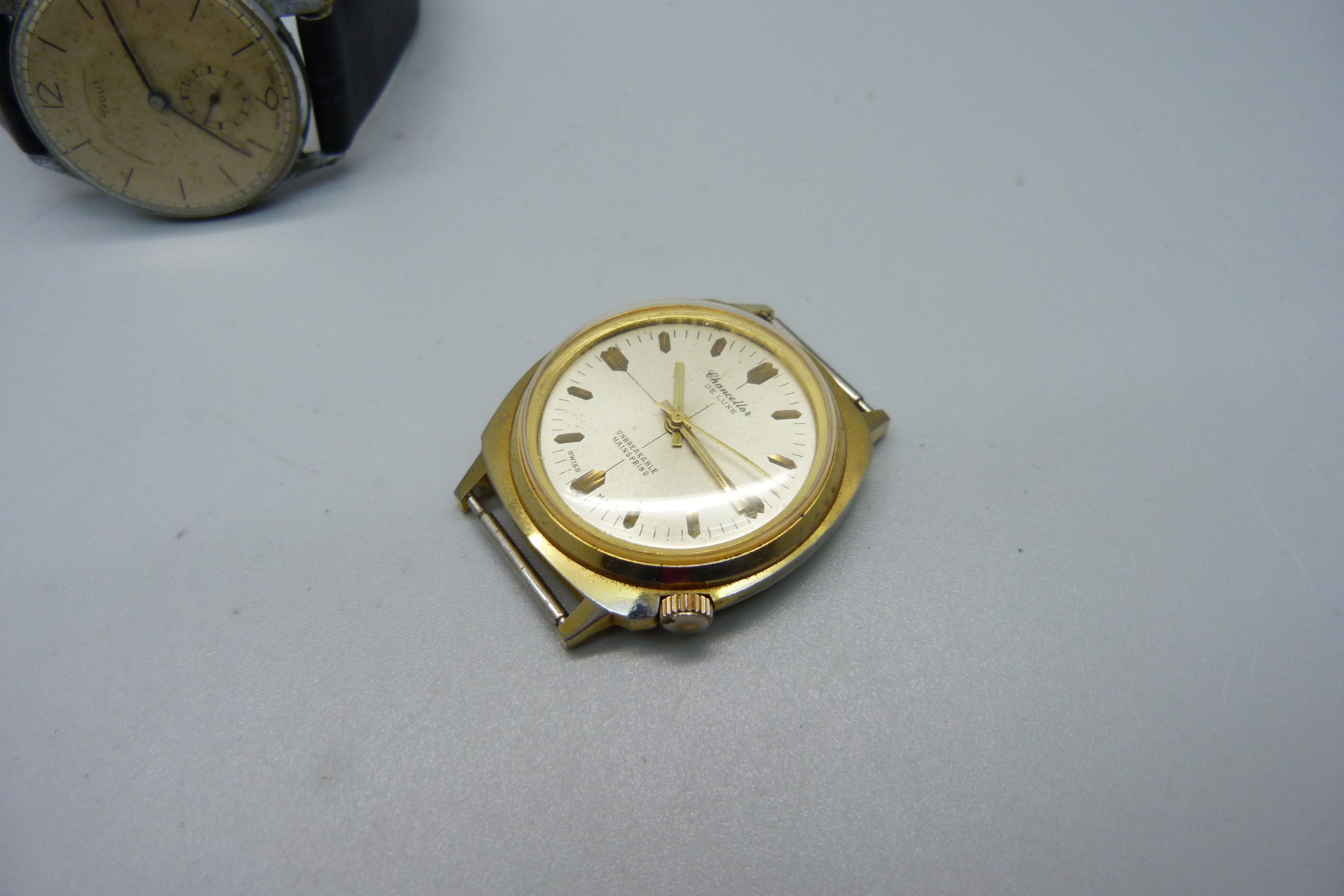 A 1940's Tvolo wristwatch with bascula movement and a Chancellor De Luxe wristwatch - Image 3 of 4