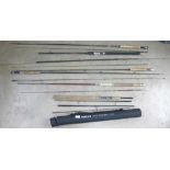 A collection of fly fishing rods including a Hardy and a coarse fishing rod (6)