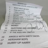 Sham 69 fully signed set list from 2018