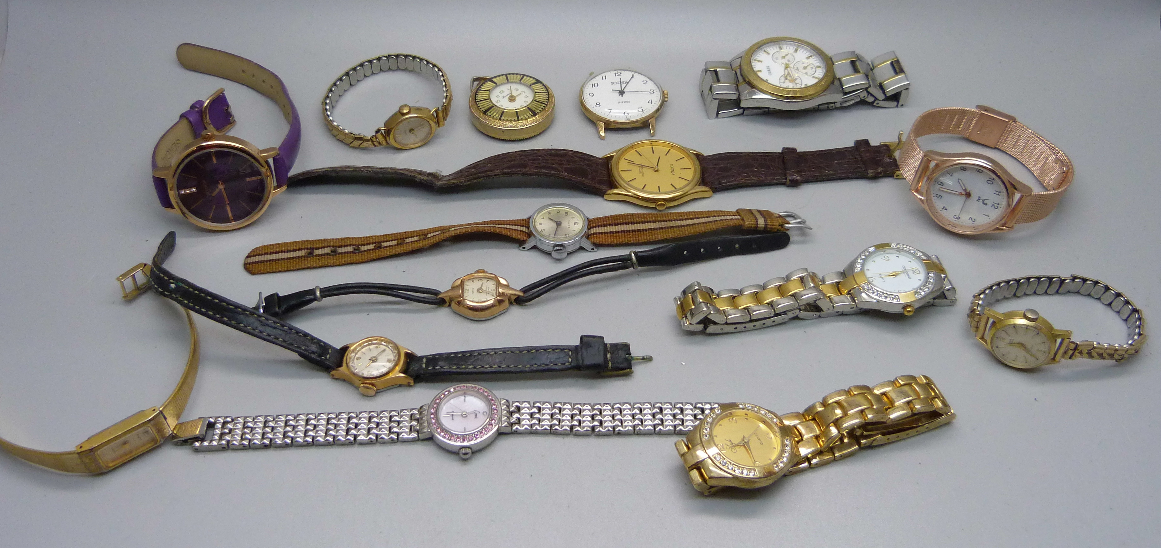 Assorted watches including Timex and a gentleman's Guess wristwatch