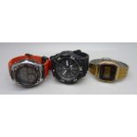 Three Casio wristwatches