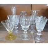 A collection of circa 1800 and later glasses, eleven in total