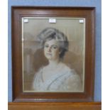 English School, portrait of a lady, pastel, unsigned, framed