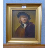 Continental School (19th Century), portrait of a gentleman, manner of Rembrandt, indistinctly