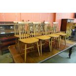 A set of eight beech kitchen chairs