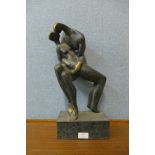 A bronze abstract figure of two lovers